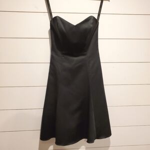 Alfred angelo 0 bridesmaid Strapless Aline Black mini dress Satin Bridal wedding